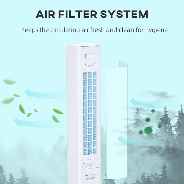 HOMCOM 41" Bladeless Air Cooler, Evaporative Ice Cooling Tower Fan Water Conditioner Humidifier Unit w/ 3 Modes, Remote Controller, Timer