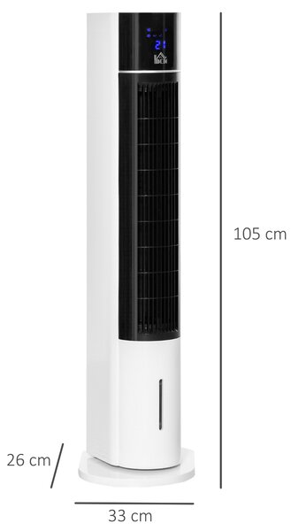 HOMCOM 41" Bladeless Air Cooler, Evaporative Ice Cooling Tower Fan Water Conditioner Humidifier Unit w/ 3 Modes, Remote Controller, Timer