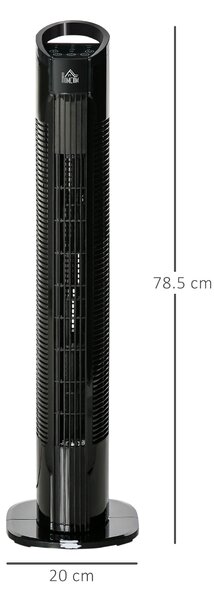 HOMCOM Freestanding Tower Fan, 3 Speed 3 Mode, 7.5h Timer, 70 Degree Oscillation, LED Panel, 5M Remote Controller, Black Aosom UK