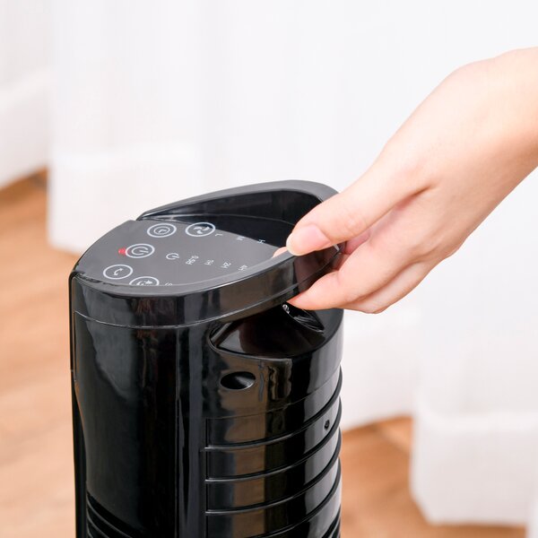 HOMCOM Freestanding Tower Fan, 3 Speed 3 Mode, 7.5h Timer, 70 Degree Oscillation, LED Panel, 5M Remote Controller, Black Aosom UK