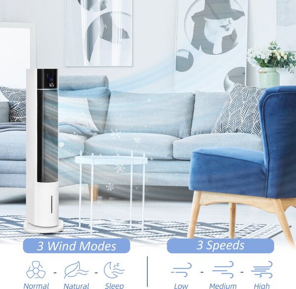HOMCOM 41" Bladeless Air Cooler, Evaporative Ice Cooling Tower Fan Water Conditioner Humidifier Unit w/ 3 Modes, Remote Controller, Timer