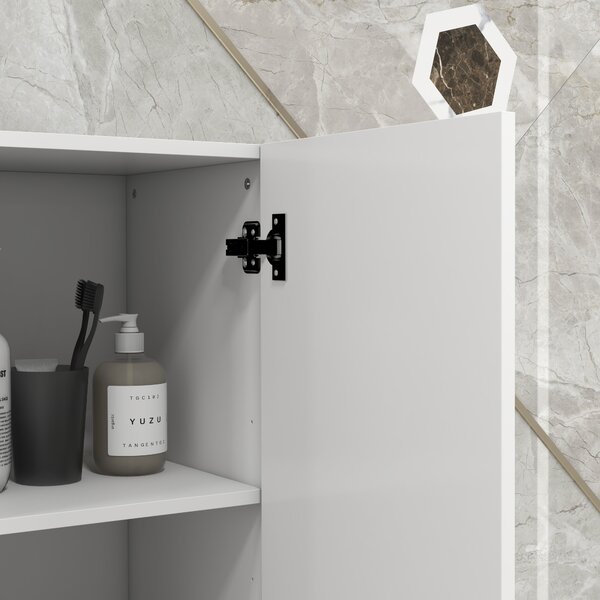 Kleankin Multi-Storage Slim Bathroom Cabinet - High Gloss White Aosom UK