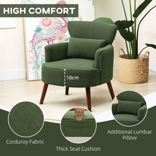HOMCOM Corduroy Retro Accent Chair - Green