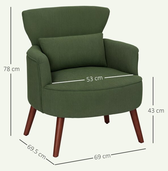 HOMCOM Corduroy Retro Accent Chair - Green