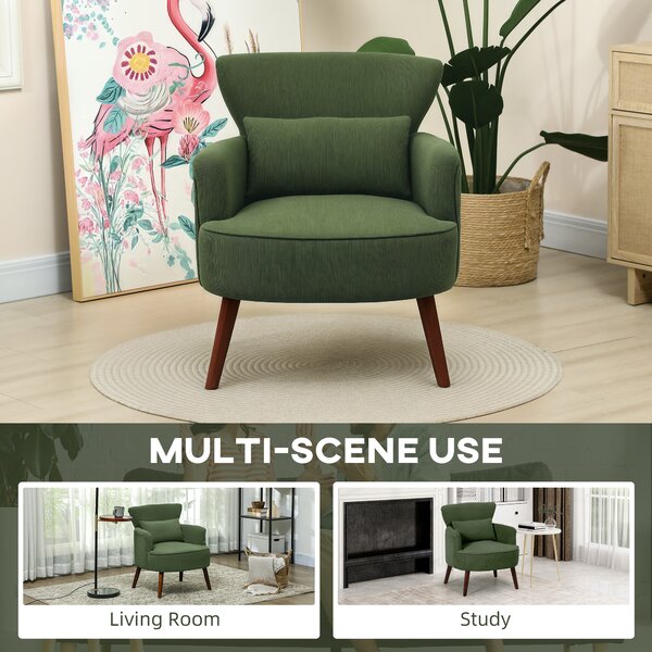HOMCOM Corduroy Retro Accent Chair - Green