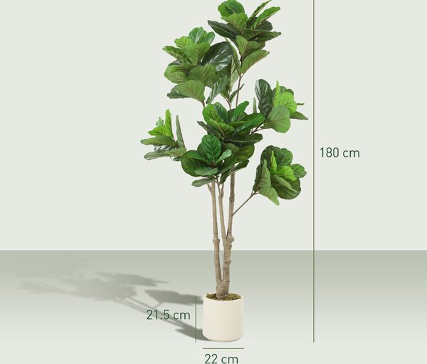 HOMCOM 180cm Artificial Fiddle Leaf Fig Tree - Green