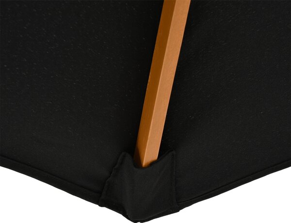 Outsunny Bamboo Style Garden Parasol, 閳扁偓3m Outdoor Patio Umbrella with 8 Ribs Sunshade Canopy, Black Aosom UK