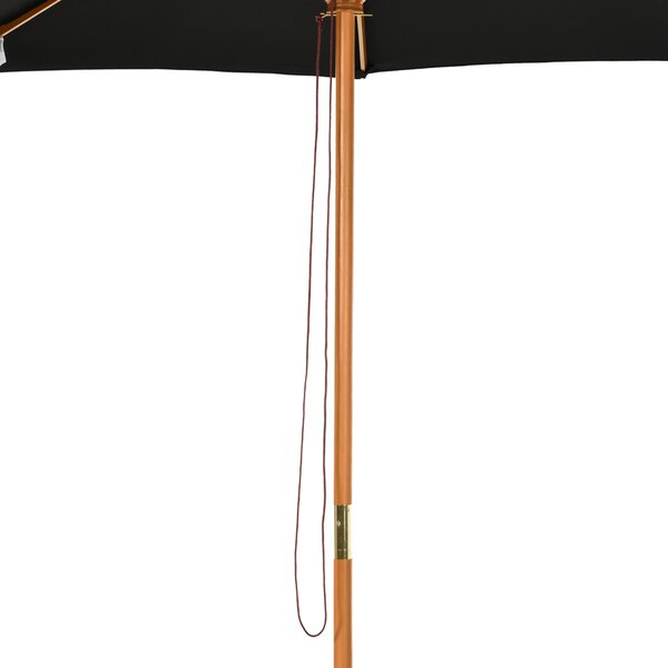 Outsunny Bamboo Style Garden Parasol, 閳扁偓3m Outdoor Patio Umbrella with 8 Ribs Sunshade Canopy, Black Aosom UK