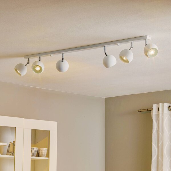 Flame ceiling spotlight, white, six-bulb