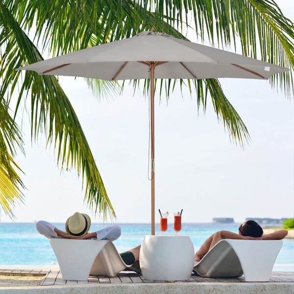 Outsunny 3m Fir Wooden Garden Parasol Bamboo Sun Shade Patio Outdoor Umbrella Canopy, Grey Aosom UK