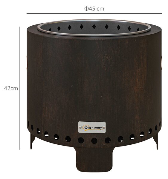 Outsunny Metal Wood-burning Smokeless Fire Pit, Black