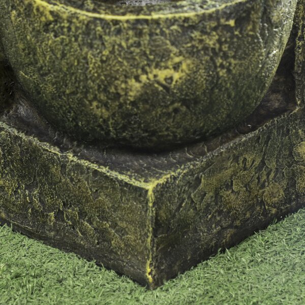 Outsunny Garden Water Feature Waterfall Fountain with 4-Tier Stone Look Bowls, Adjustable Flow, Black and Yellow Aosom UK