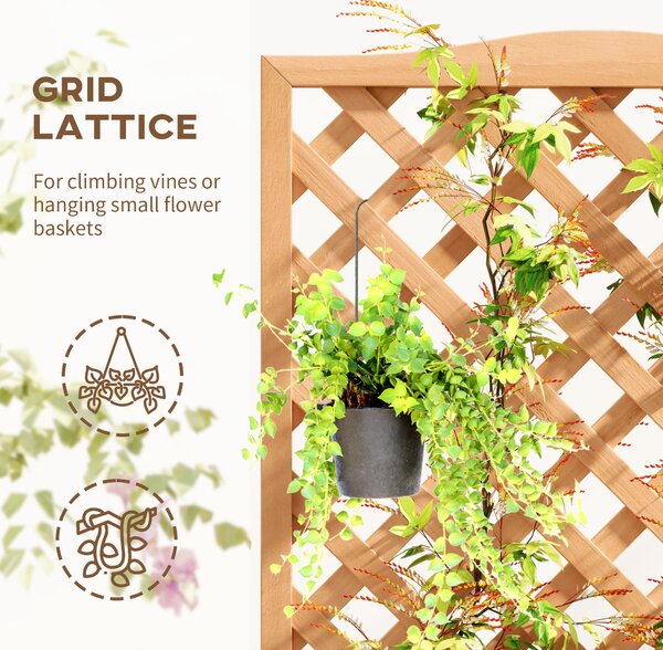 Outsunny Wooden Planter with Trellis, Freestanding Raised Bed for Garden with Lattice, Outdoor Planter Box for Climbing Plants, Vines, Flowers, 76 x 36 x 170 cm, Brown