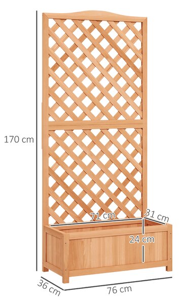 Outsunny Wooden Planter with Trellis, Freestanding Raised Bed for Garden with Lattice, Outdoor Planter Box for Climbing Plants, Vines, Flowers, 76 x 36 x 170 cm, Brown