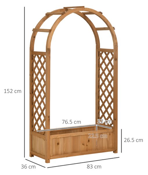 Outsunny Raised Garden Bed with Arch Trellis, Freestanding Garden Planter Box for Vine Climbing Plant Flower Herb, Brown