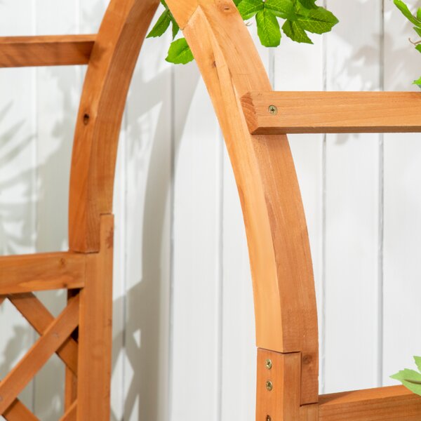 Outsunny Raised Garden Bed with Arch Trellis, Freestanding Garden Planter Box for Vine Climbing Plant Flower Herb, Brown