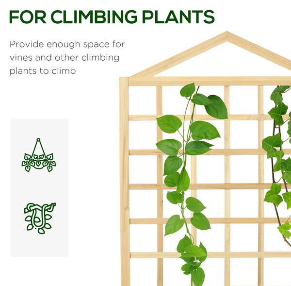Outsunny Garden Planters with Trellis for Vine Climbing, Distressed Wooden Raised Beds, 90x43x150cm, Natural Tone