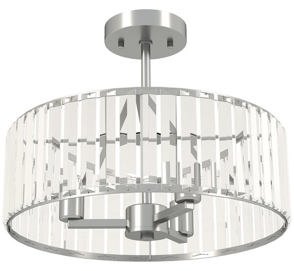 HOMCOM Crystal Ceiling Light Fixture, Semi Flush Mount Modern Crystal Chandelier Ceiling Light for Living Room, Bedroom, Hallway, Dining Room, E14 Base 3-Lights, Silver Tone