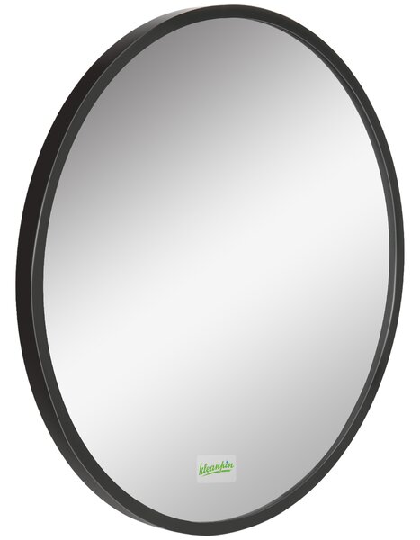 Kleankin Round Bathroom Mirror: Wall-Mounted Makeup Mirror with Aluminium Frame, Black Aosom UK