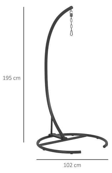 Outsunny Hanging Hammock Chair Stand with Round Base, C Hanging Swing Stand Frame for Swing/Egg/Hammock Chair, Indoor & Outdoor, Heavy Duty 330 lbs, Black
