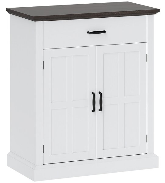 HOMCOM Farmhouse Sideboard with 3 cm Thick Top 2 Barn Doors - White