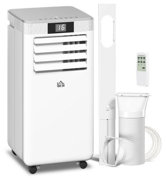 HOMCOM 7000 BTU Mobile Air Conditioner Portable AC Unit for Cooling Dehumidifying Ventilating w/ Remote Controller, LED Display, Timer Aosom UK