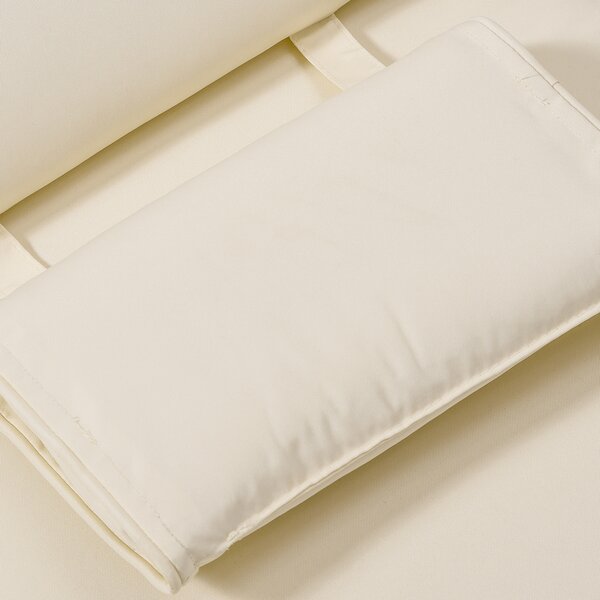 Outsunny Garden Sun Lounger Cushion Replacement Thick Sunbed Reclining Chair Relaxer Pad with Pillow - Cream White Aosom UK