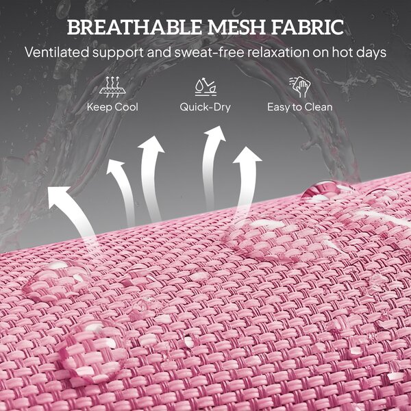 Outsunny Folding Sun Lounger with Head Pillow - Pink