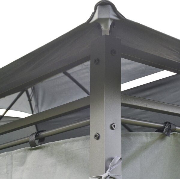 Outsunny 10 x 13ft Metal Gazebo Outdoor 2-Tier Steel Frame Gazebo with Curtains Outdoor Backyard, Black/Grey Aosom UK
