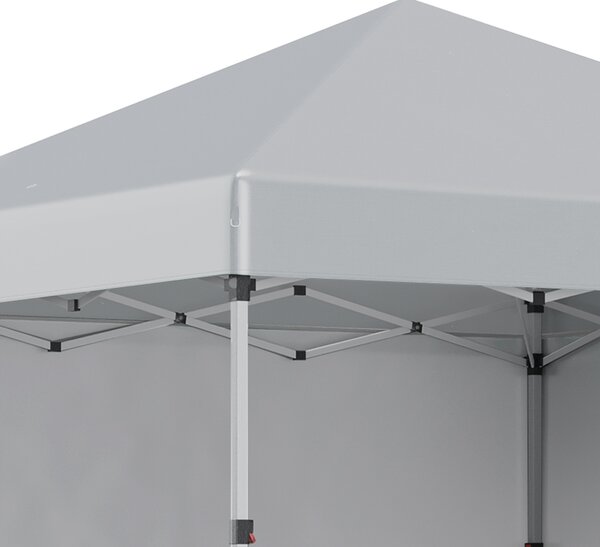 Outsunny 3 x 3 m Pop Up Gazebo, UPF 30+ Party Tent with 2 Sidewalls, Weight Bags and Wheeled Bag, Light Grey