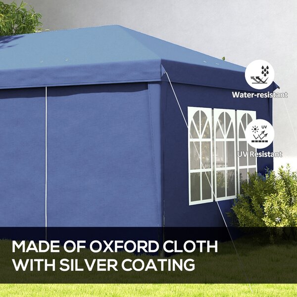 Outsunny 3 x 6m Pop-Up Gazebo, with Curtain Walls and Windows - Blue