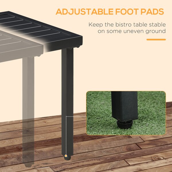 Outsunny Patio Side Table with Umbrella Hole, Durable Steel Frame, Ideal for Balcony and Garden, Black, 50x50cm Aosom UK