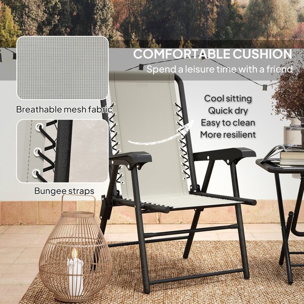 Outsunny Three-Piece Garden Table and Chair Set - Cream White