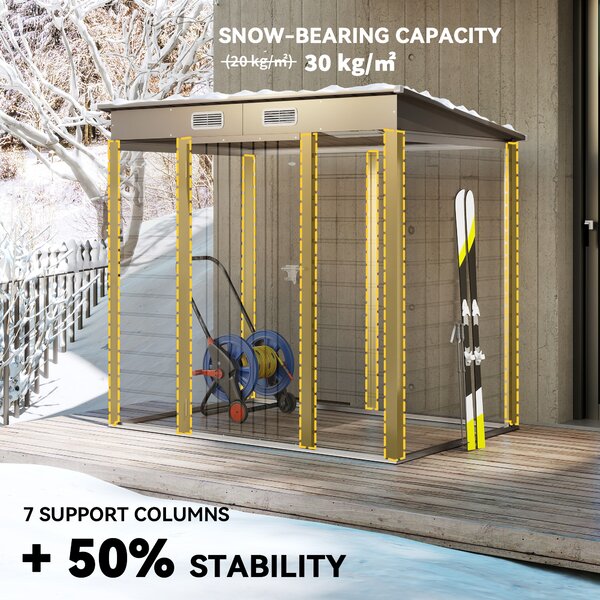 Outsunny 4x6ft Metal Garden Shed with Lockable Door, Galvanised Steel Outdoor Storage Shed, Weather Resistant Tool Storage House for Garden & Backyard, Grey Aosom UK