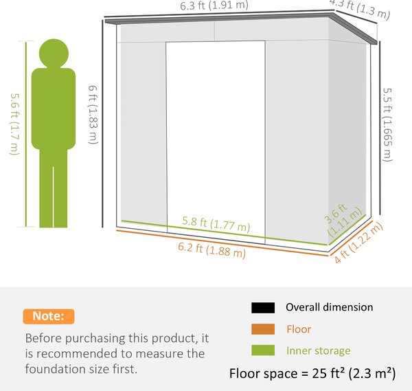 Outsunny 4x6ft Metal Garden Shed with Lockable Door, Galvanised Steel Outdoor Storage Shed, Weather Resistant Tool Storage House for Garden & Backyard, Grey Aosom UK