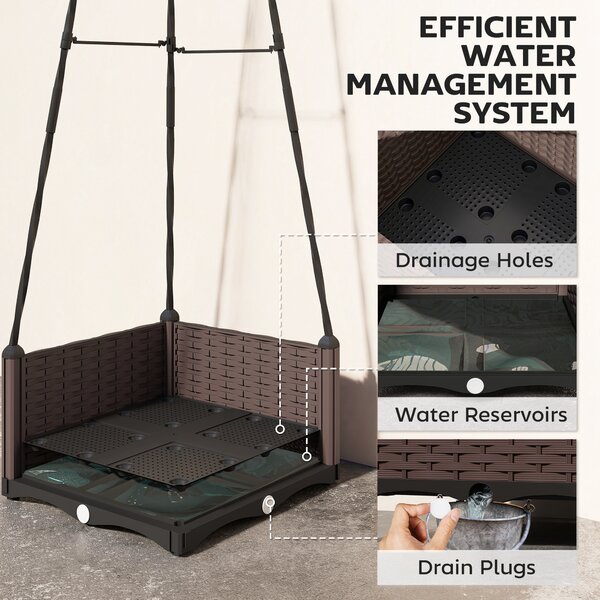 Outsunny Raised Bed for Garden, Raised Garden Bed Planter Box with Trellis, Self Watering, Drainage Holes and Plugs