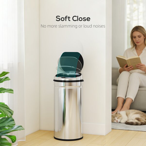 HOMCOM 42L Stainless Steel Sensor Bin - Silver Tone