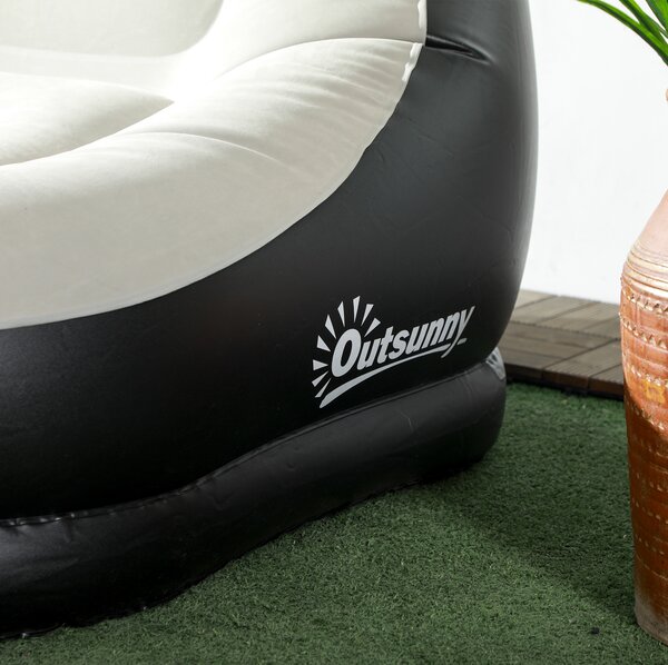 Outsunny Inflatable Lounge Chair and Ottoman Set with Cup Holder, Ideal for Gaming, Reading, Grey Aosom UK