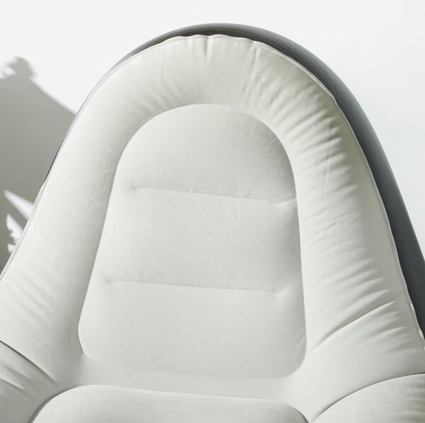 Outsunny Inflatable Lounge Chair and Ottoman Set with Cup Holder, Ideal for Gaming, Reading, Grey Aosom UK