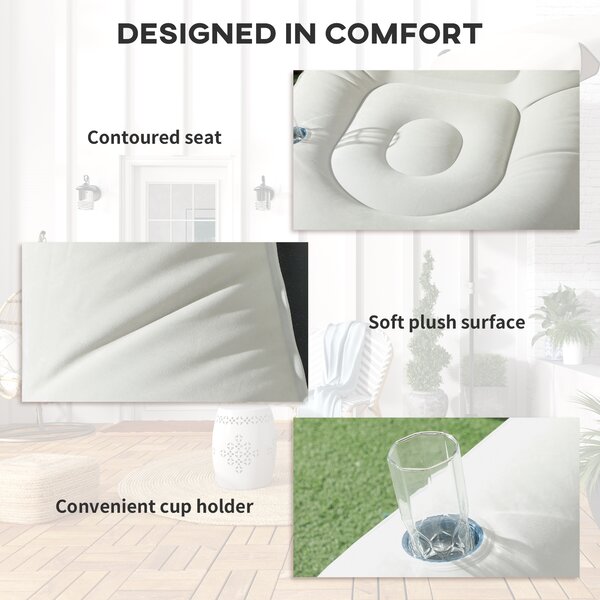 Outsunny Inflatable Lounge Chair and Ottoman Set with Cup Holder, Ideal for Gaming, Reading, Grey Aosom UK