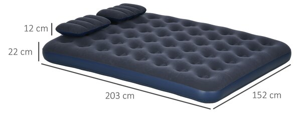 Outsunny Inflatable Slumber: Queen-Size Air Bed with Built-In Pump, Comfy Sleeping Solution, Azure Blue Aosom UK