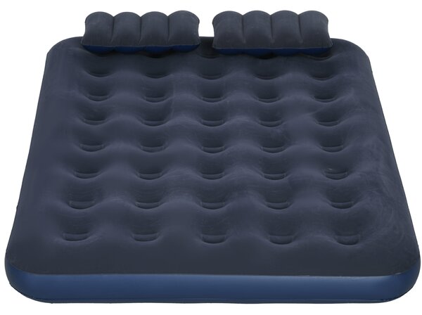Outsunny Inflatable Slumber: Queen-Size Air Bed with Built-In Pump, Comfy Sleeping Solution, Azure Blue Aosom UK