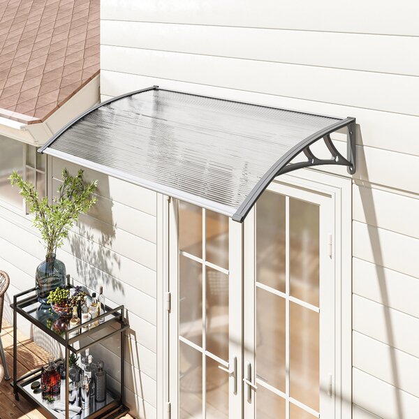 Outsunny Front Door Canopy, Outdoor Awning, Rain Shelter, 110 x 60cm, Grey