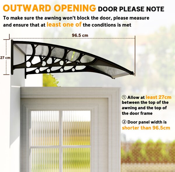 Outsunny Front Door Canopy, Outdoor Awning, Rain Shelter for Window, Porch and Front/Back Door, 103 x 96.5 cm, Clear