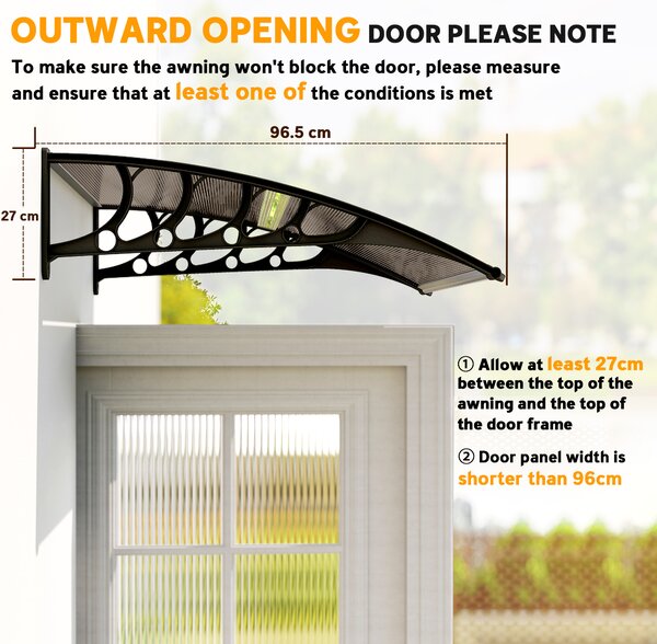Outsunny Front Door Canopy, Outdoor Awning, Rain Shelter for Window, Porch and Front/Back Door, 103 x 96.5 cm, Brown