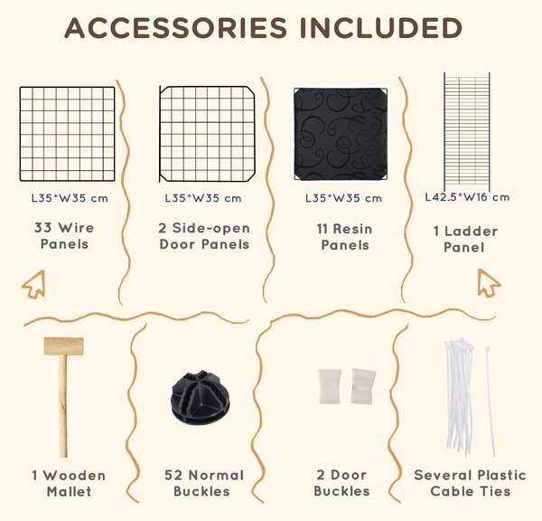 PawHut Pet Playpen with Door, Guinea Pigs Metal Mesh Cage for Small Animal, Chinchilla, 175 x 105 x 70 CM, Black