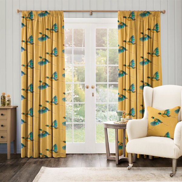 Country Pheasants Pencil Pleat Curtains