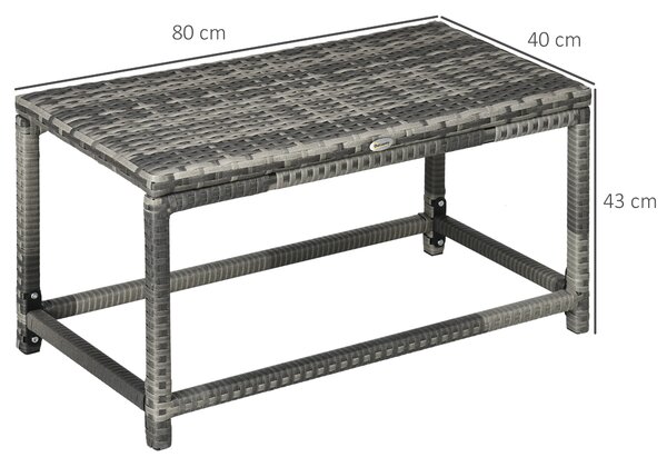 Outsunny Rattan Outdoor Coffee Table, Garden Side Table with Underneath Storage, X-Shape Support, Patio Furniture, Mixed Grey Aosom UK