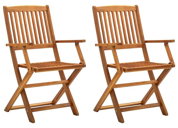 Folding Outdoor Chairs 2 pcs Solid Acacia Wood