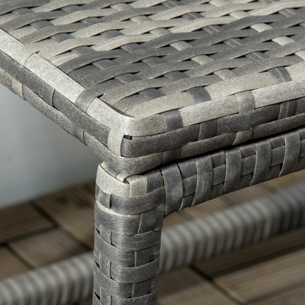 Outsunny Rattan Outdoor Coffee Table, Garden Side Table with Underneath Storage, X-Shape Support, Patio Furniture, Mixed Grey Aosom UK